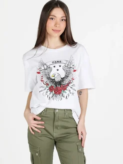 Solada T-shirt donna con stampa disegno e strass