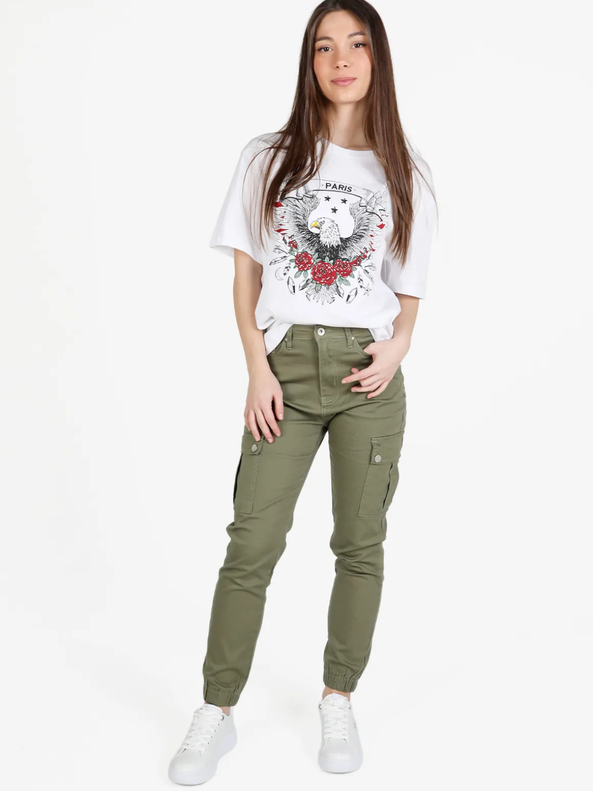 Solada T-shirt donna con stampa disegno e strass