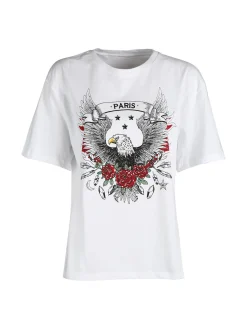 Solada T-shirt donna con stampa disegno e strass