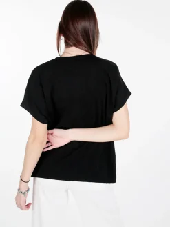 Solada T-shirt donna con stampa farfalle e dettagli strass