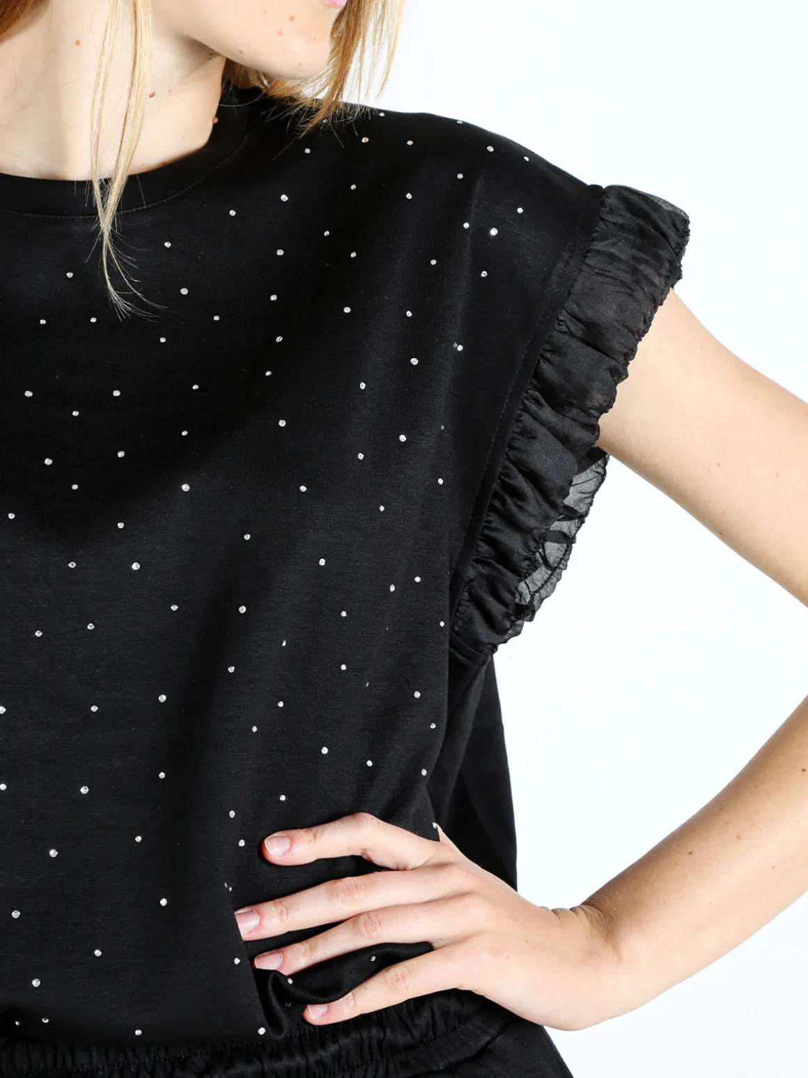 Solada T-shirt donna con strass - nero