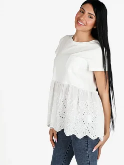 Solada T-shirt donna con taschino e ricami macramè