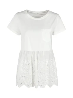 Solada T-shirt donna con taschino e ricami macramè