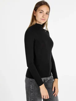 Solada T-shirt donna dolcevita a maniche lunghe - nero