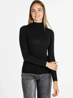 Solada T-shirt donna dolcevita a maniche lunghe - nero