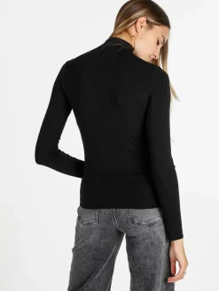 Solada T-shirt donna dolcevita a maniche lunghe - nero