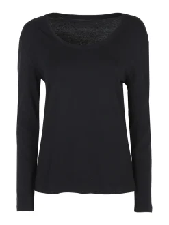 Solada T-shirt donna girocollo a maniche lunghe in cotone - nero
