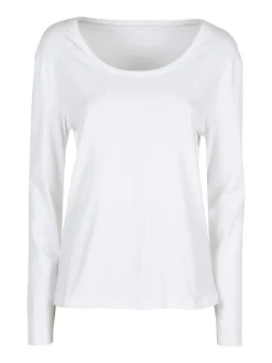 Solada T-shirt donna girocollo a maniche lunghe in cotone - bianco