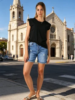 Solada T-shirt donna in cotone senza maniche - nero