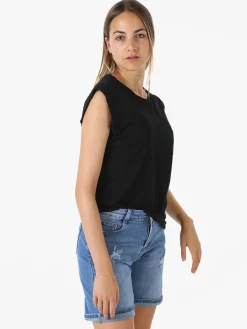 Solada T-shirt donna in cotone senza maniche - nero