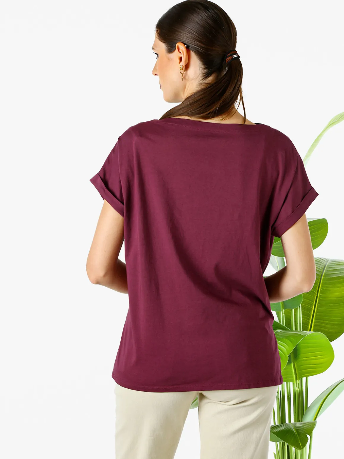 Solada T-shirt donna in cotone con scollo a barca - porpora