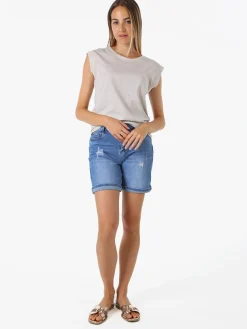 Solada T-shirt donna in cotone senza maniche - beige