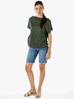 Solada T-shirt donna in cotone con scollo a barca - militare