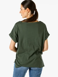 Solada T-shirt donna in cotone con scollo a barca - militare