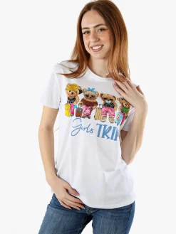Solada T-shirt donna in cotone con stampa orsacchiotti e strass - giallo