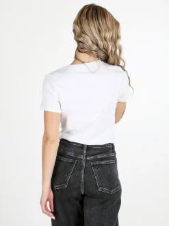 Solada T-shirt donna in cotone con paillettes e perle