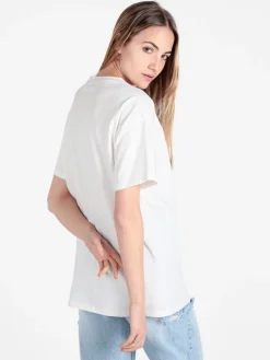 Solada T-shirt donna in cotone con stampa e strass decorativi