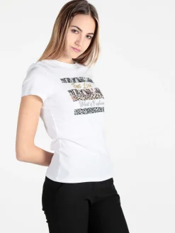 Solada T-shirt donna in cotone con dettagli animalier
