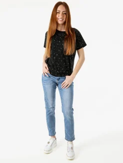 Solada T-shirt donna in cotone con strass - nero