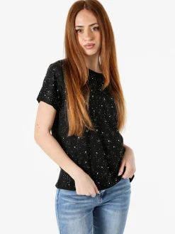 Solada T-shirt donna in cotone con strass - nero