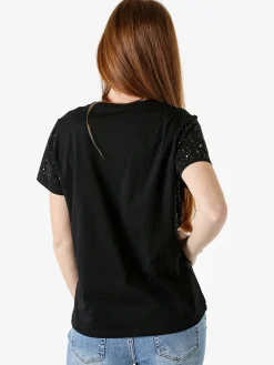 Solada T-shirt donna in cotone con strass - nero