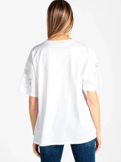 Solada T-shirt donna in cotone con strass e lustrini