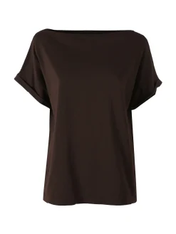 Solada T-shirt donna in cotone con scollo a barca - marrone