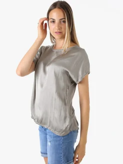 Solada T-shirt donna in viscosa e seta - fango