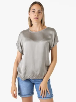Solada T-shirt donna in viscosa e seta - fango