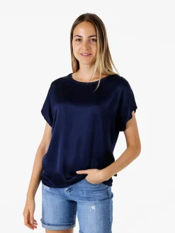 Solada T-shirt donna in viscosa e seta - blu scuro