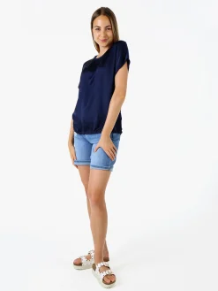 Solada T-shirt donna in viscosa e seta - blu scuro