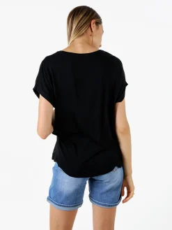 Solada T-shirt donna in viscosa e seta - nero