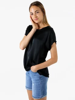 Solada T-shirt donna in viscosa e seta - nero