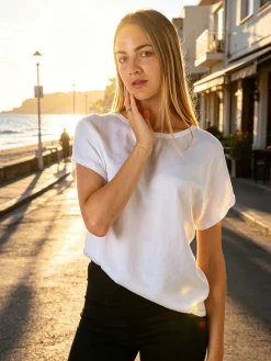 Solada T-shirt donna in viscosa e seta - bianco