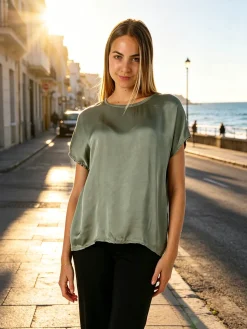 Solada T-shirt donna in viscosa e seta - verde
