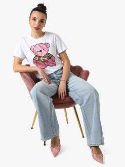 Solada T-shirt donna orsacchiotto con strass - rosa