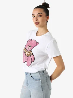 Solada T-shirt donna orsacchiotto con strass - rosa