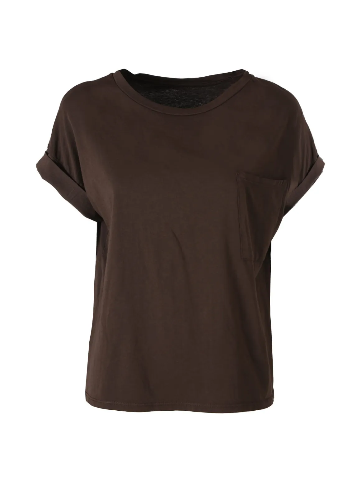 Solada T-shirt donna oversize in cotone con taschino - moro