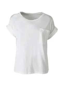 Solada T-shirt donna oversize in cotone con taschino - bianco