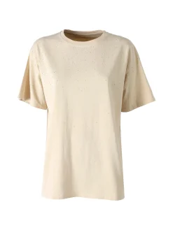 Solada T-shirt donna oversize con strass - nero