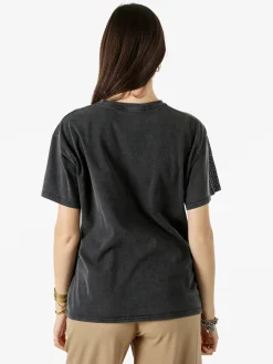 Solada T-shirt donna oversize con strass - nero