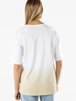 Solada T-shirt donna oversize con strass e sfumatura - beige