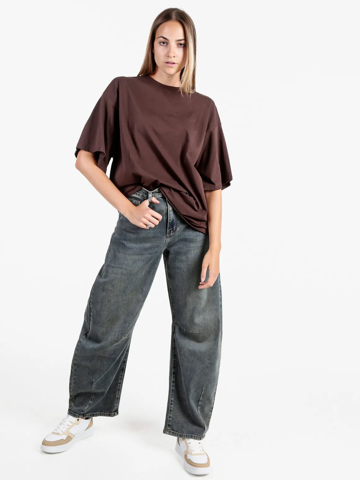 Solada T-shirt donna oversize tinta unita