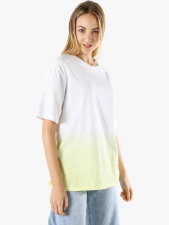 Solada T-shirt donna oversize con strass e sfumatura - giallo