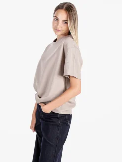 Solada T-shirt donna oversize in cotone - taupe