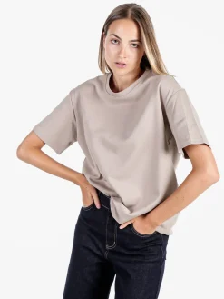 Solada T-shirt donna oversize in cotone - taupe