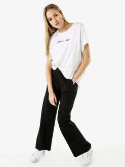Solada T-shirt donna oversize in cotone con scritta a lustrini - bianco