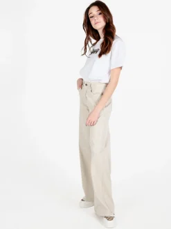 Solada T-shirt donna oversize in cotone con strass