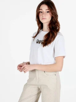 Solada T-shirt donna oversize in cotone con strass