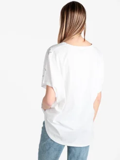 Solada T-shirt donna oversize con stampa disegni e strass